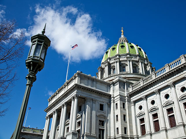 Exterior of the PA State Capitol Building